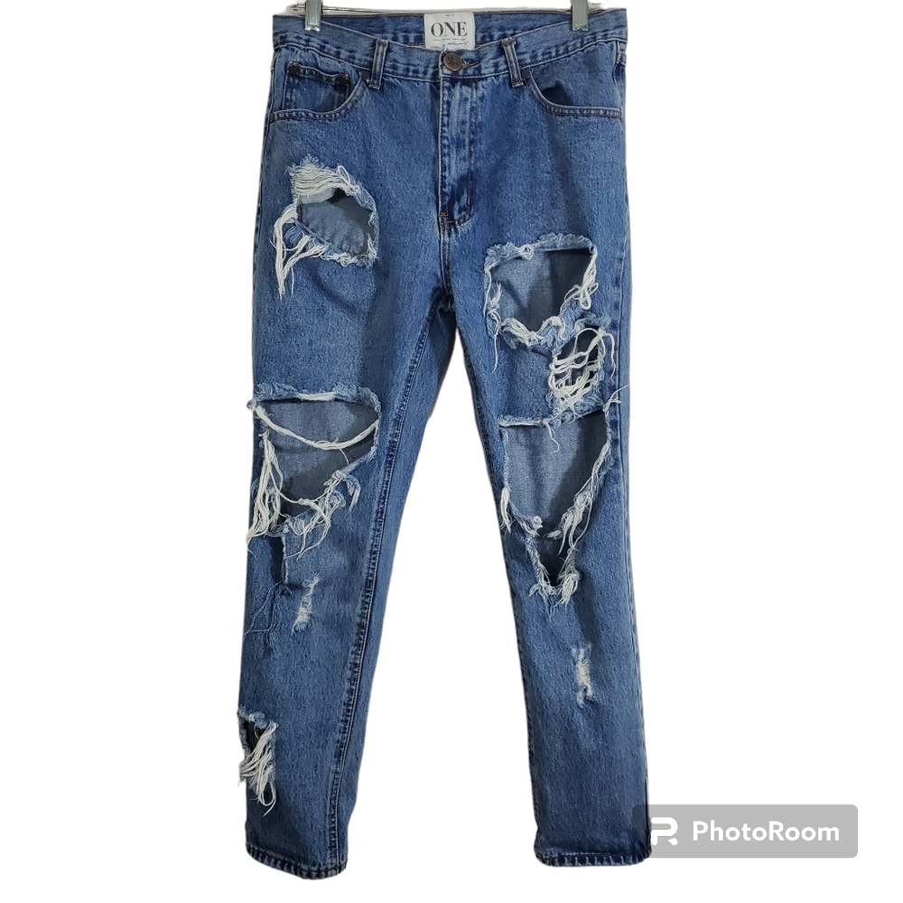 ONE by One Teaspoon Super Baggies Jeans Distressed Boho Retro Grunge Size 26